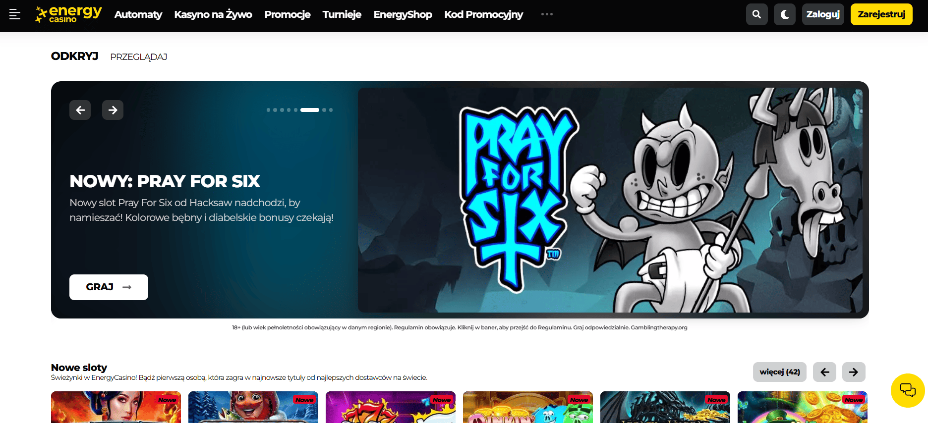 Platforma hazardowa Energy Casino dla polskich graczy